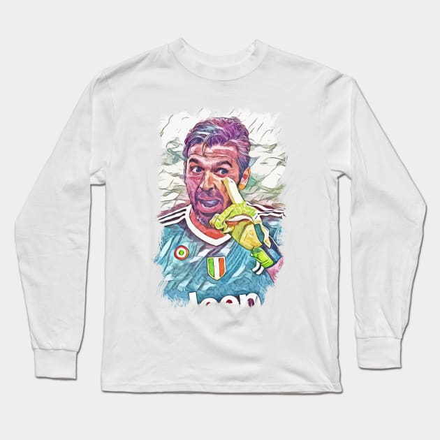 Buffon "NOT TODAY" Italian Legend - Abstract Portrait Long Sleeve T-Shirt by Naumovski